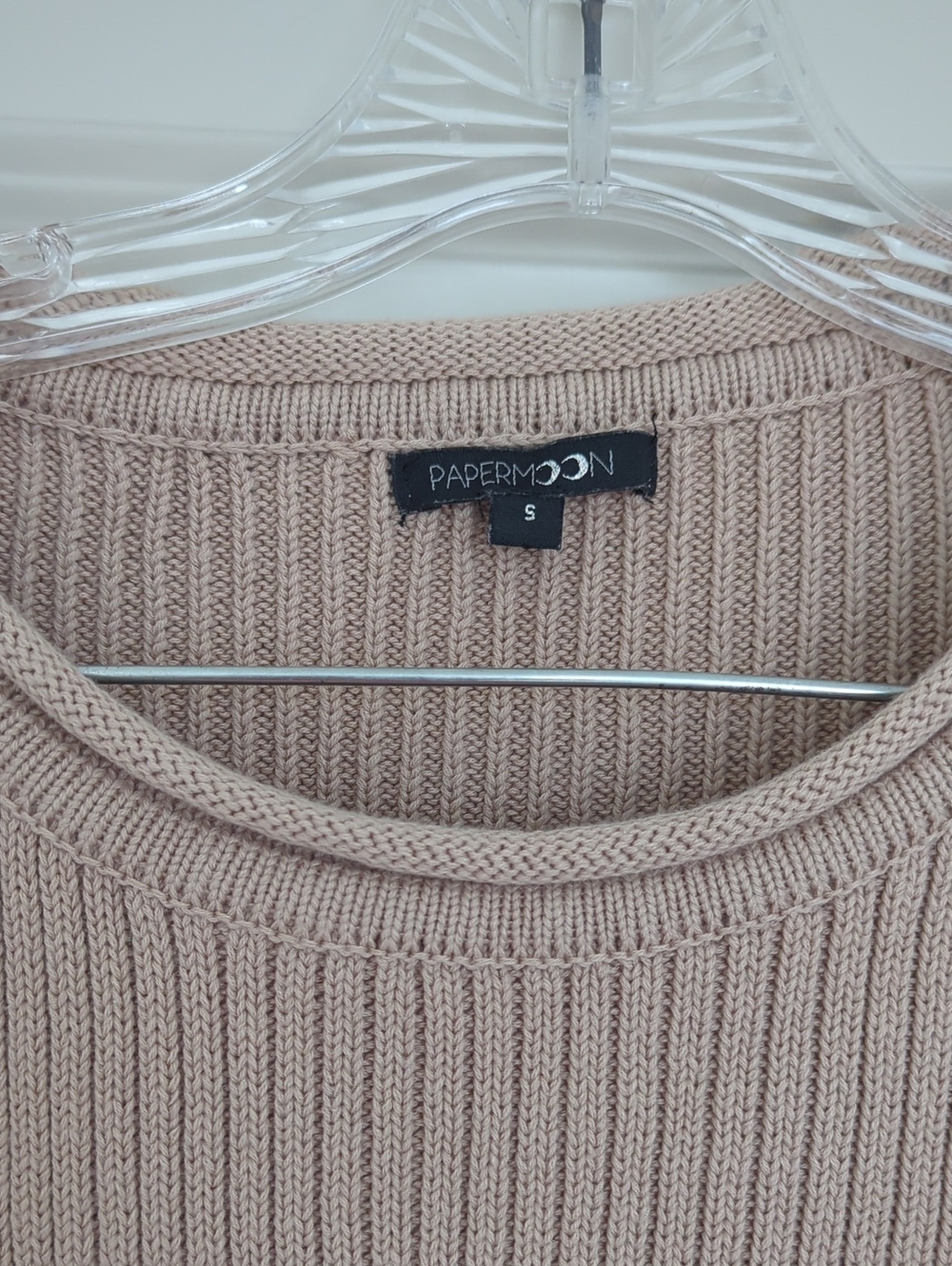 Papermoon Cropped Ribbed Sweater - Tan - Picture 2 of 4